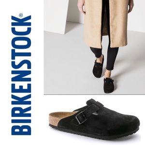 Birkenstock Boston Black Suede Soft Clog US 9
